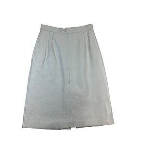 The Leather Factory Skirt Womens 7/8 White Leather‎ Lined Midi Made in USA